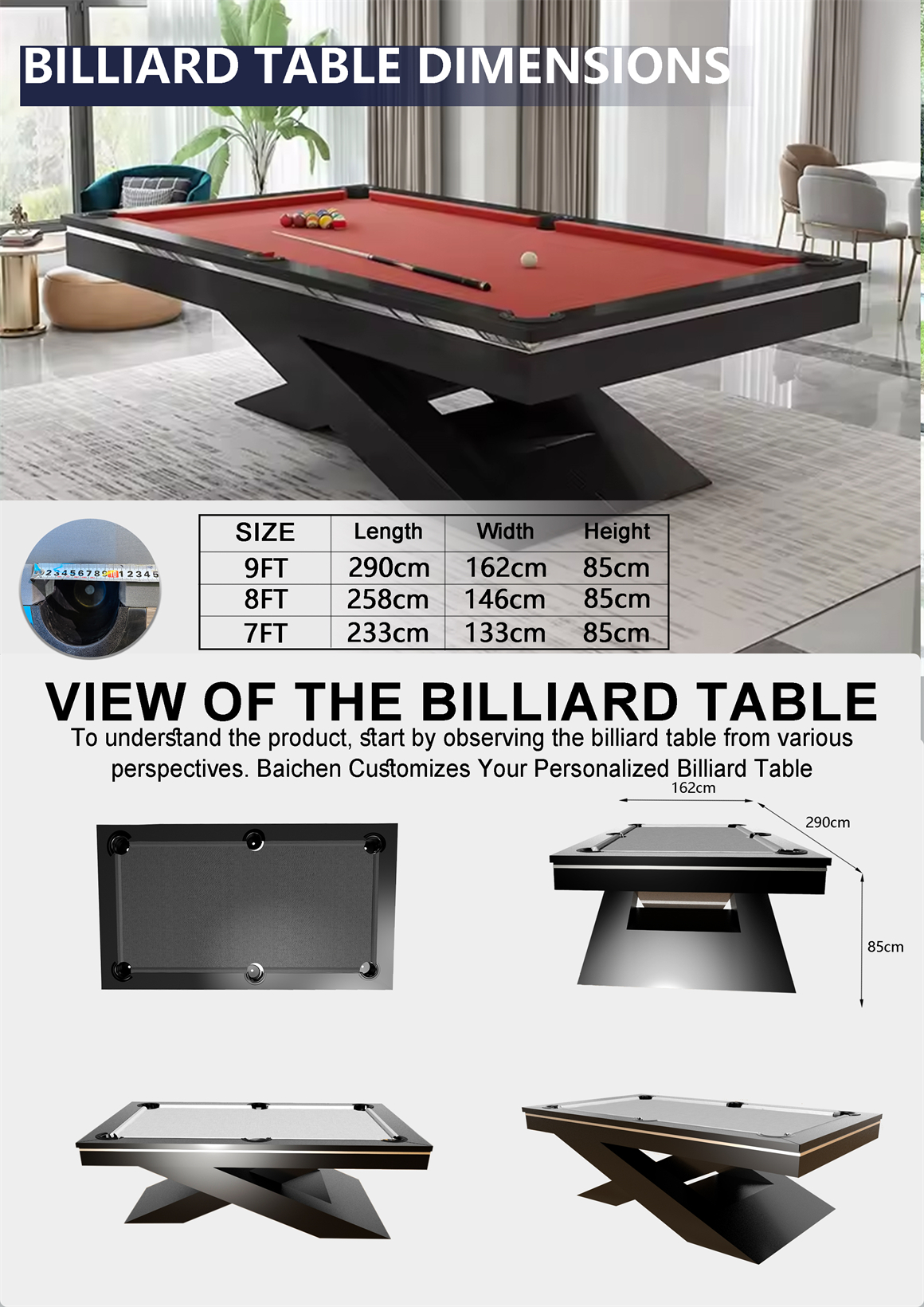 BILLIARD TABL DIMENSIONS