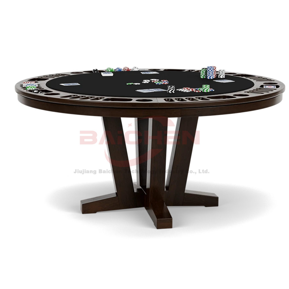 High-End Poker Table with Leather Rail & Premium Wood Finish - Luxury Edition BCP-05