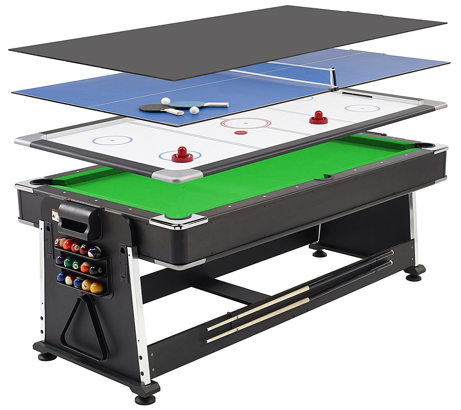 Modern 4-in-1 Multi functional Snooker Table with Mini Billiards, Solid Wood Legs and Stone Table Ma
